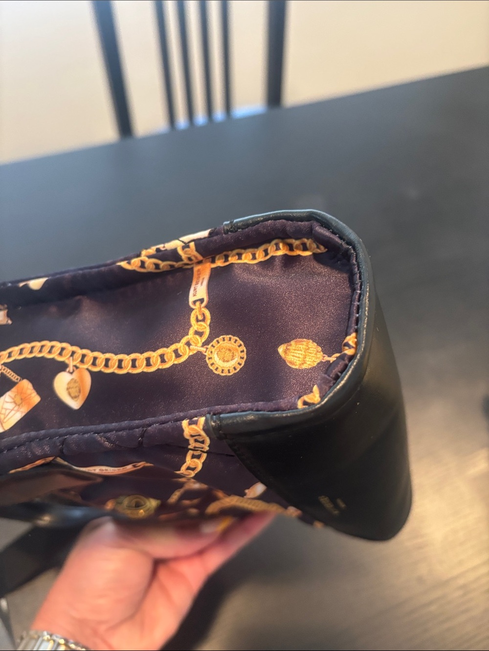 Kurt Geiger London mini Quilted Black Crossbody Bag with Gold Chain Print - Picture 10 of 12
